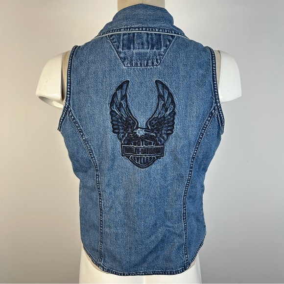Harley-Davidson Blue Denim Women’s Vest M - Picture 3 of 11